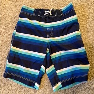 Gymboree Blue and Green Striped Swim Trunks